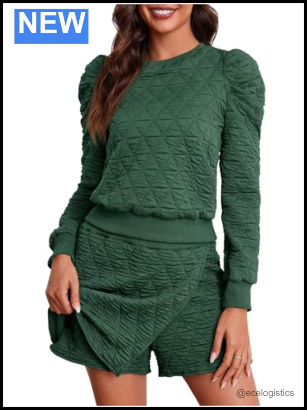 Womens 2PC Lounge Set Ruffle Long Sleeve Sweatshirt Skort Polyester Blend